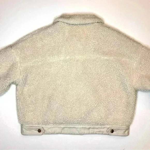 Zara Womens Off White Cropped Sherpa Jacket with Front pockets Size XS - Picture 11 of 11